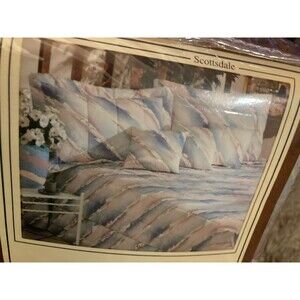 New Traditions NEW Old Stock Quilted Pillow Sham Scottdale Vintage 80s Print